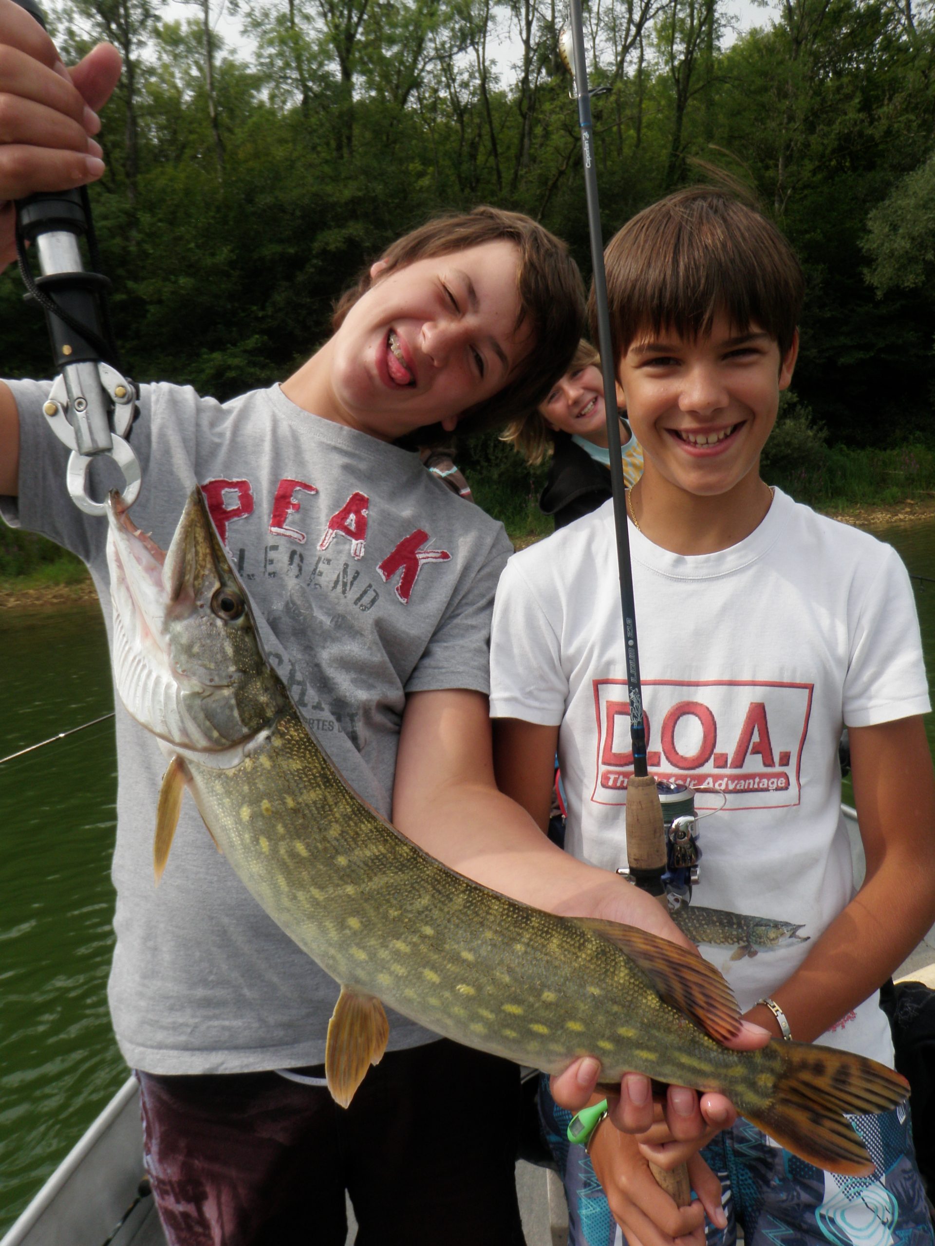 Gros brochet capturé lors d’un stage de pêche en étang en hiver