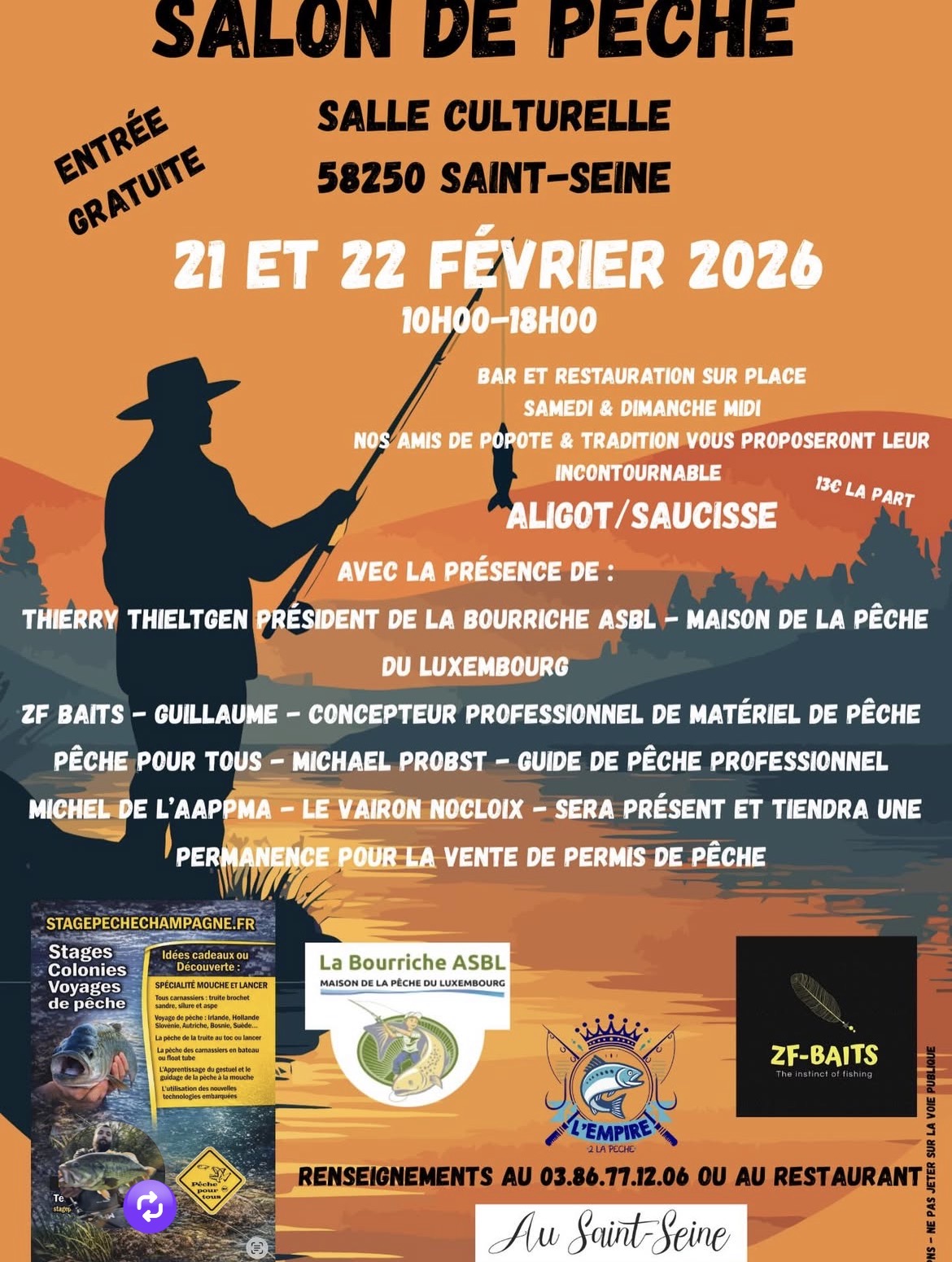 Affiche officielle du salon de pêche Sainte Seine dans la Nièvre